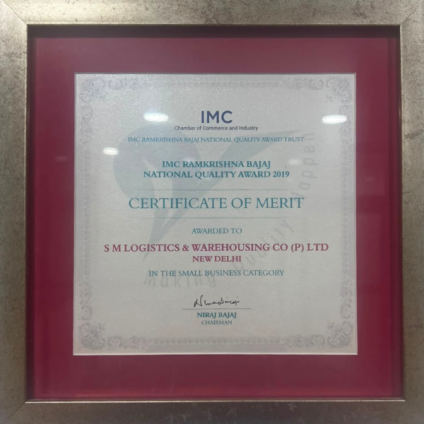 IMC Ramkrishna Bajaj National Quality Award 2019 — Certificate of Merit